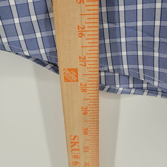 Mizzen+Main Leeward Small Trim Fit Blue Gingham Dress Shirt Mens - Picture 4 of 7